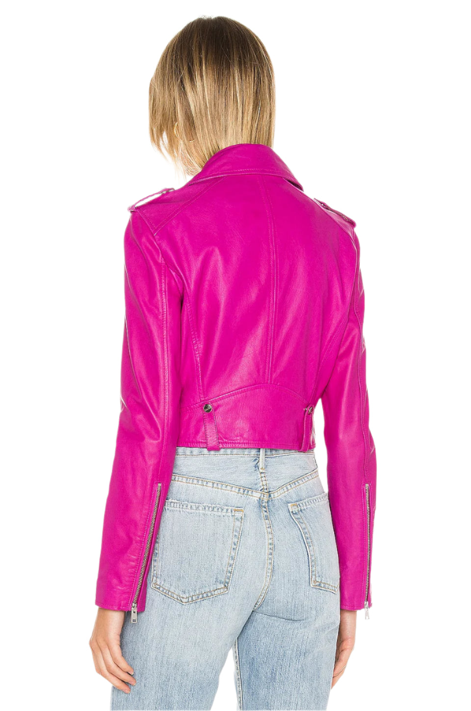 Ciara Cropped Leather Biker Jacket