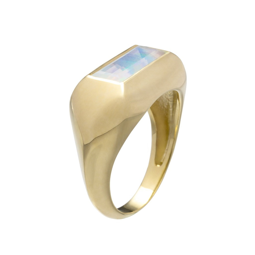 Space Baguette Opal Ring